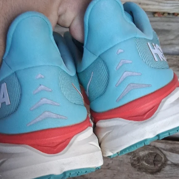 Hoka Clifton 7 Women's Teal and Coral Athletic Shoes - Picture 15 of 15